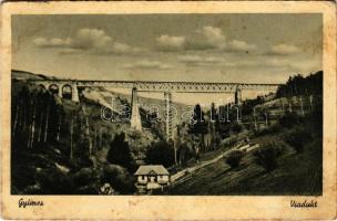 1944 Csíkgyimes, Gyimes, Ghimes; Karakkó híd, viadukt a Gyimesi vasútvonalon. Seiwarth felvétele / Podul Caraco / railway bridge, viaduct on the Ghimes railway line + "ÚZVÖLGY POSTAÜGYNÖKSéG" (EB)