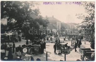 1932 Arad, Újarad, Új-Arad, Aradul Nou; Piac, üzletek / market, shops. Ruhm photo (EK)