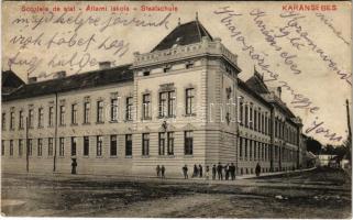 Karánsebes, Caransebes; Állami iskola. Halász Nándor kiadása / Scoale de stat / school (Rb)