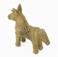 Dogra - ló figura. cca 1900, Bengália, viaszszál-öntött bronz, 9x8 cm