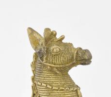 Dogra - ló figura. cca 1900, Bengália, viaszszál-öntött bronz, 9x8 cm