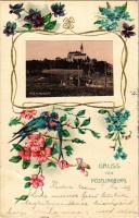 1906 Linz, Pöstlingberg. Art Nouveau, floral embossed litho