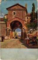 1913 Römischer Torbogen mit Ausblick in die Campagna /  Roman archway with a view of the Campagna s: C. Wuttke (EK)