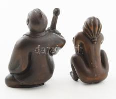 Japán kétrészes netsuke, összeilleszthető erotikus figurapárral. Faragott és pácolt ekzóta fa, faany...