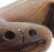 Japán kétrészes netsuke, összeilleszthető erotikus figurapárral. Faragott és pácolt ekzóta fa, faany...