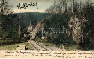 1904 Boksánbánya, Románbogsán, Németbogsán, Deutsch-Bogsan, Bocsa Montana; látkép, vasútvonal / general view, railway line (EB)