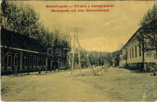 Boksánbánya, Románbogsán, Németbogsán, Deutsch-Bogsan, Bocsa Montana; Fő utca, Községháza. W.L. 1135. / Hauptgasse mit dem Gemeindehaus / main street, town hall (EB)