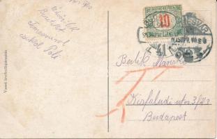 1915 Temesvár, Timisoara; Andrássy út, Városi bérpalota, üzletek. Vasúti levelezőlapárusítás / stree...