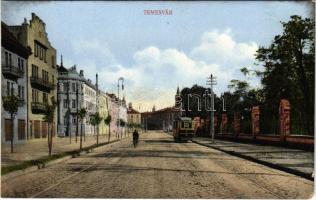 Temesvár, Timisoara; utca, villamos. Bettelheim Miksa és Társa kiadása / street view, tram (EM)