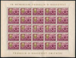 1947 Roosevelt légi 10f 25-ös teljes ív (gumi ér / gum crease)