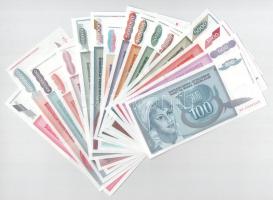 Jugoszlávia 1992-1993. 100D-10.000.000.000D (16xklf), közte 1992. 5000D pótkiadás &quot;ZA&quot; T:UNC,AU Yugoslavia 1992-1993. 100 Dinara - 10.000.000.000 Dinara (16xdiff), within 1992. 5000 Dinara replacement note &quot;ZA&quot; C:UNC,AU