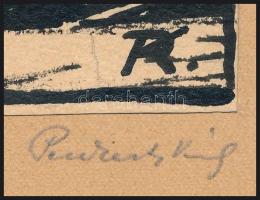 Peukert Károly (1903-1973): Városrészlet. Tus, papír, jelzett. Paszpartuban. 17x22 cm