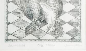 Olvashatatlan jelzéssel: Szent László. Rézkarc, papír, számozott: XX/3. Dekoratív, üvegezett fakeret...