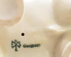 Ens albínó elefánt. Jelzett, mázrepedéssel, 20x20 cm