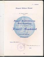 1988 Bp., Központi Földtani Hivatal által adományozott "Kiváló Munkáért" kitüntetés okleve...