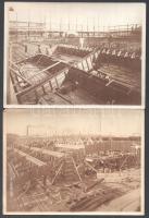 cca 1917-1918 Gyárépítés, 7 db feliratozott, pecsételt fotó, sarkain törésnyomok, 17,5×24 cm