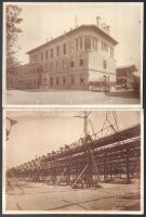 cca 1917-1918 Gyárépítés, 7 db feliratozott, pecsételt fotó, felületén törésnyomok, 17,5×24 cm