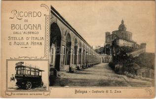 Bologna, Santuario di S. Luca, Ricordo dall'Albergo Stella d'Italia e Aquila Nera, Un Automobile dell'Albergo / hotel advertisement with automobile (EK)