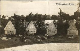 Offiziersgräber-Gruppe - Der Heldenfriedhof in Korneuburg: Erbaut von Soldaten der k.u.k. Eisenbahntruppe in den Kriegsjahren 1915-1917. Im Selbstverlag des k.u.k. Eisenbahn-Rgtms / Első világháborús osztrák-magyar hősök temetője Rudolf Rauch, Gustav Tomek, Paul Mészáros és Jaroslaus Stekl sírjaival, a vasúti ezred építette / WWI Austro-Hungarian military heroes cemetery (fa)