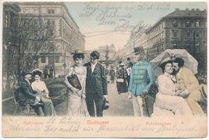 1904 Budapest VI. Gyár utca, montázs katonával és szerelmes párokkal (EB)