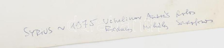 cca 1975 A Syrius együttes a Bercsényi klubban koncerten. Veszelinov András dobos és Ráduly Mihály s...