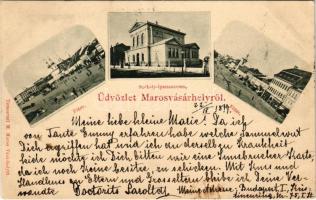 1899 (Vorläufer) Marosvásárhely, Targu Mures; Fő tér, Székely iparmúzeum. Temesvári M. kiadása / main square, museum (fl)