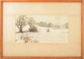 Dobroszláv Lajos (1902-1987): Vérteskozmai táj, 1977. Akvarell, ceruza, papír, jelezve jobbra lent, ...