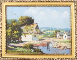 Olvashatatlan jelzéssel: Libák. Olaj, karton. Sérült. Dekoratív fakeretben, 30x40 cm