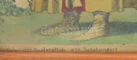 Zsidó orvos. Színezett rézmetszet XVIII. sz. . Üvegezett, rossz állapotú keretben 17x27 cm