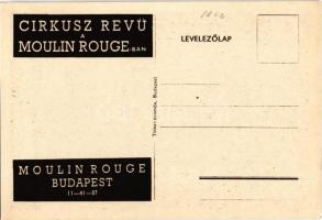 Budapest VI. Moulin Rouge, Zádor Annie akrobata. Cirkusz Revü reklám a hátoldalon