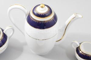 Zsolnay kék-arany kávés készlet. Jelzett, hibátlan, teljes