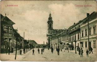 Győr, Kossuth utca. Berecz Viktor kiadása (kopott sarkak / worn corners)