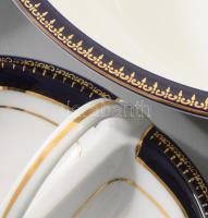 Zsolnay kék-arany 36 darabos étkészlet. Jelzett, hibátlan