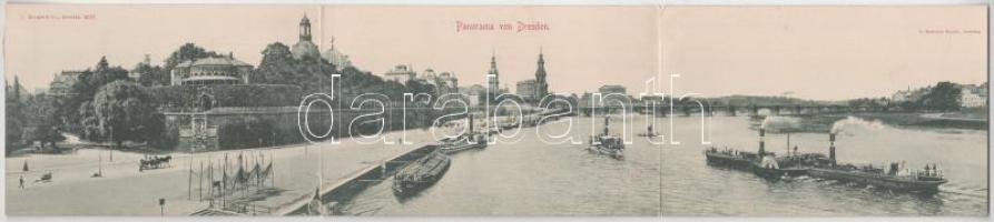 1898 (Vorläufer) Dresden, 3-tiled folding panoramacard (torn at fold)