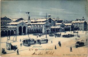 1899 (Vorläufer) München, Munich; Central-Bahnhof / railway station, tram, horse drawn tram (fl)