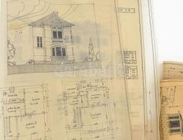 cca 1900-1910 22 db érdekes vegyes tervrajz. Villaépületek, családi házak, látványos rajzok klf mére...