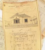 cca 1900-1910 22 db érdekes vegyes tervrajz. Villaépületek, családi házak, látványos rajzok klf mére...