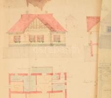 cca 1910 Szilasbalhás (Mezőszilas) jegyzői lak 2 db kézzel rajzott tervrajza kb 50x36 cm