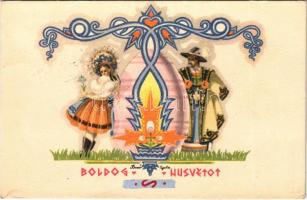 Boldog magyar húsvétot! Bozó Gyula díszlettervezőnek címezve 1951-ben / Hungarian Easter irredenta greeting s: Bozó Gyula