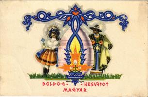 Boldog magyar húsvétot! Bozó Gyula iparművész tanárnak címezve 1942-ben / Hungarian Easter irredenta greeting s: Bozó Gyula