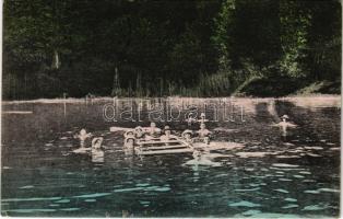1913 Szováta-fürdő, Baile Sovata; Fekete tó, strand, fürdőzők / lake spa, bathers (fl)