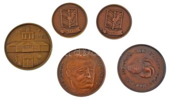 5db-os bronz emlékérem tétel, közte Fritz Mihály (1947-) 1985. "75 éve született Erdei Ferenc / MÉE Csongrád-Makó" bronz emlékérem elcsúszott felirattal (42,5mm) T:AU,XF