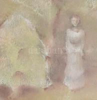 Gonda Margit (?-): Tájkép. Akvarell, papír, dekoratív keretben 32x25 cm