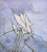 Gonda Margit (?-): Virág szirom . Akvarell, papír, dekoratív keretben 34x34 cm