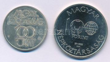 1985. 100Ft Cu-Ni "Kulturális Fórum" + 1985. 100Ft alpakka "Labdarúgó Világbajnokság ...