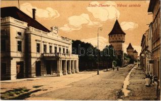 1918 Nagyszeben, Hermannstadt, Sibiu; Stadt-Theater / Városi színház. Karl Engber kiadása / theatre (EK)