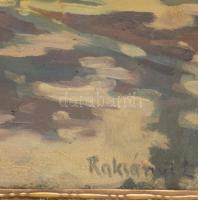 Raksányi Lajos (1895-1986): Sétálók. olaj, karton, jelzett. Dekoratív, kissé sérült fakeretben 45x33