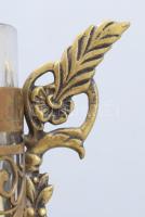 Szecessziós cukortartó, réz szerelékkel, eredeti üvegbetéttel, kopással, 18x9,5 cm