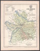 1893 Bp., Győr vármegye térképe, 1: 260 000, tervezte: Gönczy Pál, kiadja: Posner Károly Lajos és Fia, 30×24 cm