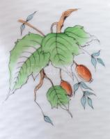 Herendi hecsedli mintás háncsnyomott felületű lámpatest. Jelzett, hibátlan, m: 28 cm